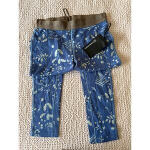 Backcountry Cedars Merino mid weight base layer pants leggings blue floral m